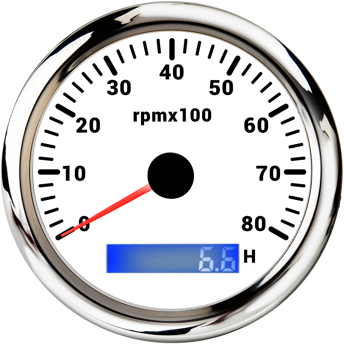 85 mm Drehzahlmesser mit LCD-Stundenzähler für Marine, Boot, Auto, Drehzahlmesser, 8000 U/min, 6000 U/min, Drehzahlmesser, 7 Farben, LED-Hintergrundbeleuchtung: YELLOW