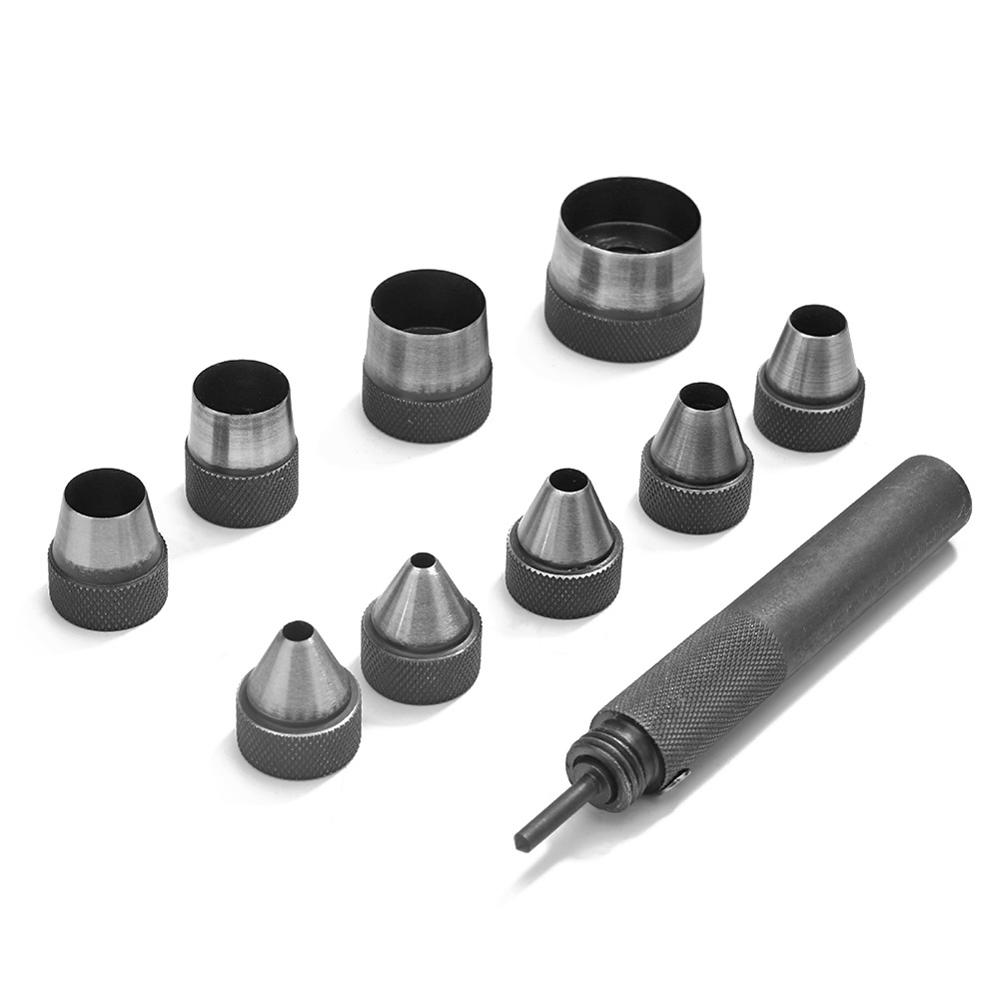 10Pcs Leather Tools Heavy Duty Hollow Punch Kit Tool Set Gasket Leather Rubber Punching For DIY Leathercraft Punch Rivet
