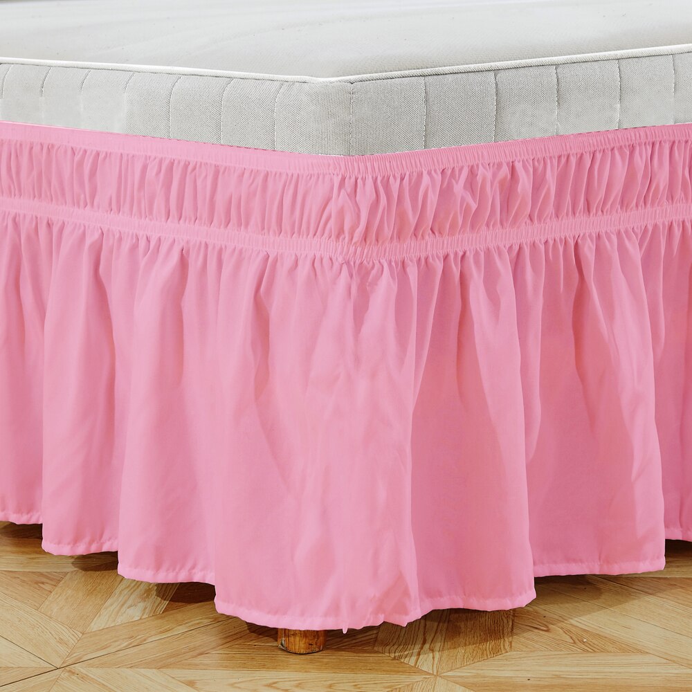 Wrap Around Ruffled Bed Skirt with Adjustable Elastic Belt Wrinkle Free Bedskirt Dust Ruffles, Bed Frame Cover Queen King Size: FS / Twin(39x75x15in)