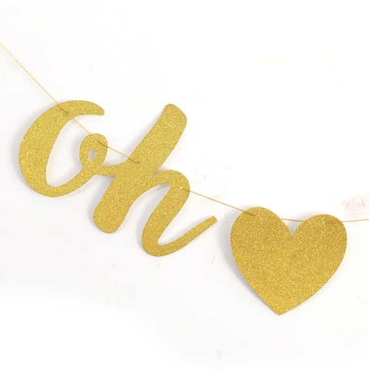 1 ensemble banderole en papier mignonne | Banderole de fête prénatale Oh Baby Oh Boy ou Girl amour cœur, drapeau décoration de fête, guirlande banderole révélateur de sexe