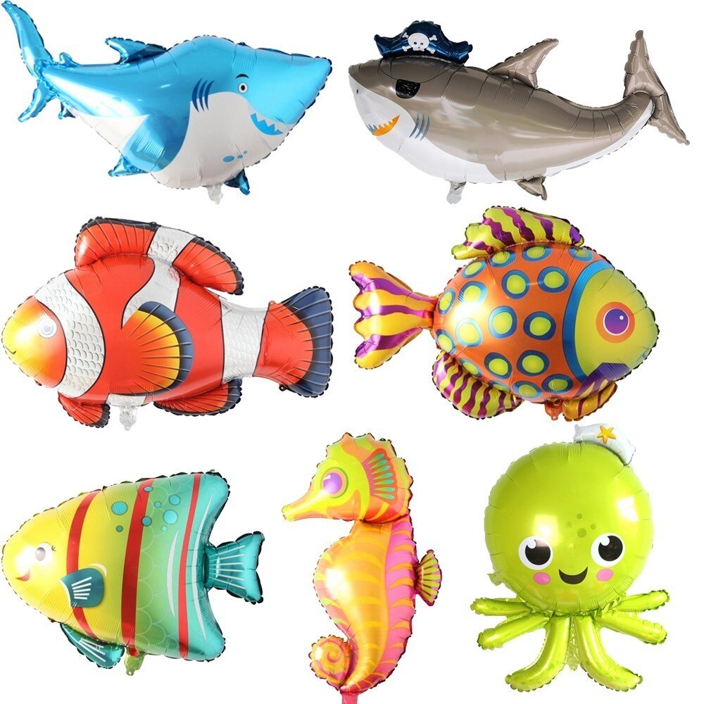1 stk dyr folie balloner fødselsdagsdekorationer børn ocean fisk globos oppustelige legetøj baby shower animal party ballon