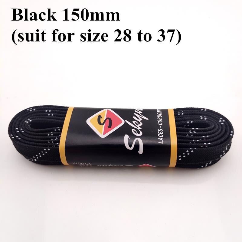 Inline-rullskridskor skosnöre 150mm 170mm längd elastisk nylon slitstark patiner gulblå röd svart spets 1.5m 1.7m: Svart 150mm