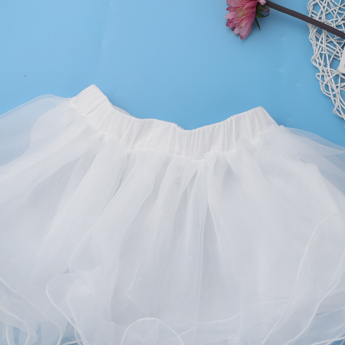Jupon court blanc pour filles, jupe de mariage Crinoline 3 couches, sous-jupe en Organza pour fête, jupe Tutu blanche pour danse de Ballet