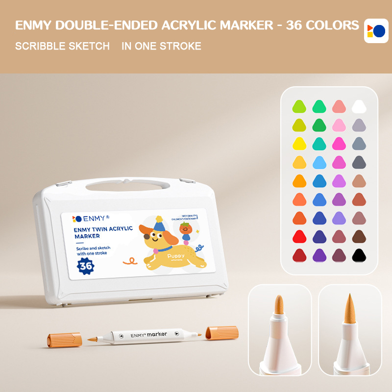 ENMY Acrylic Marker Dual Tip Colorful Markers 24/36/48/60/80 Colors Fast Drying Waterproof DIY Enthusiasts Painting stationary: Red