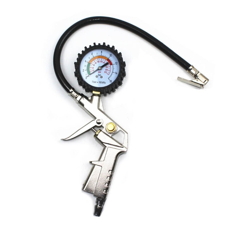 Mechanical/Digital Tyre Pressure Gauge Tyre Checker with Flexible Hose 220PSI 0-16 Bar Blue/Grey/Silver/ Gold Durable: silver