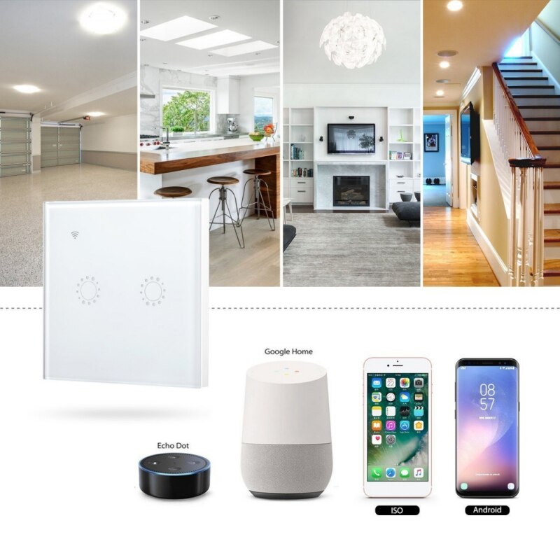 WiFi Smart Light Switch Screen Touch Wireless Smart Wall Switches Remote Control Black White 3 1/2/3 Gang