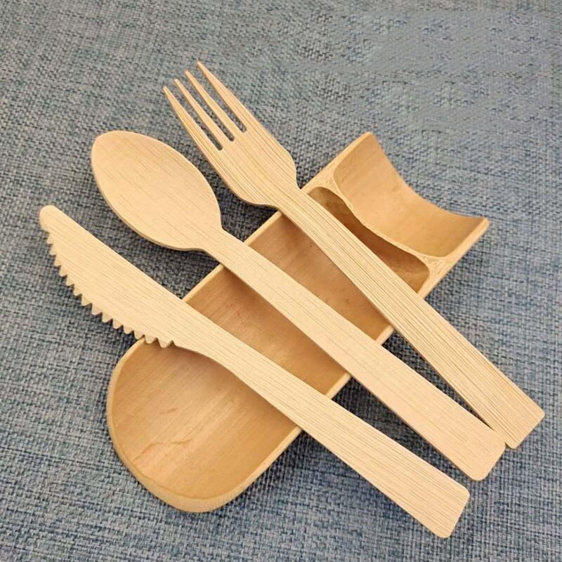 Giemza 10/20/50Pcs Wegwerp Thee Lepel Bamboe Bestek Toeristische Mes Set |-F-| saw Servies Sets Dessert Houten Vork