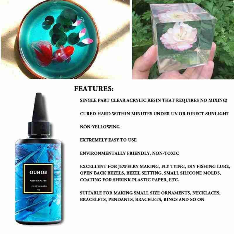 30g, 100g, 200g Acrylic Resin UV Resin Hard 200g Acrylic Mold Craft UV Jewelry Transparent P7W7