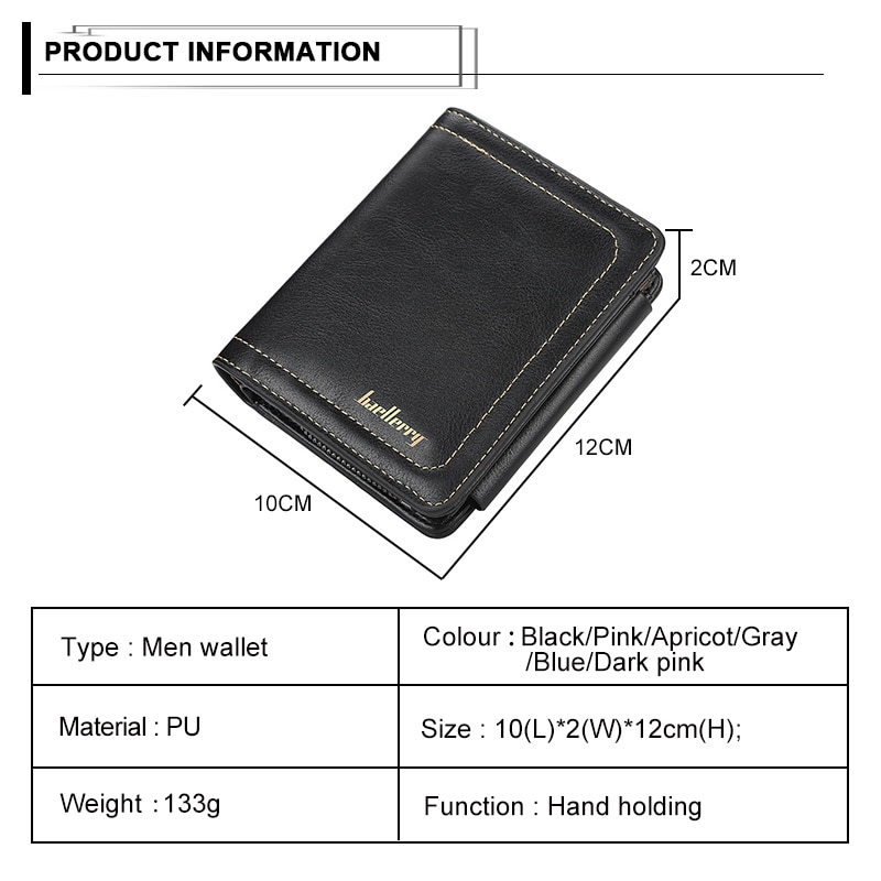 Short Wallet for Men Business Credit Card Holders Slim Men's Wallet Bifold Pu Leather Cards Wallets Luxury Purse Male