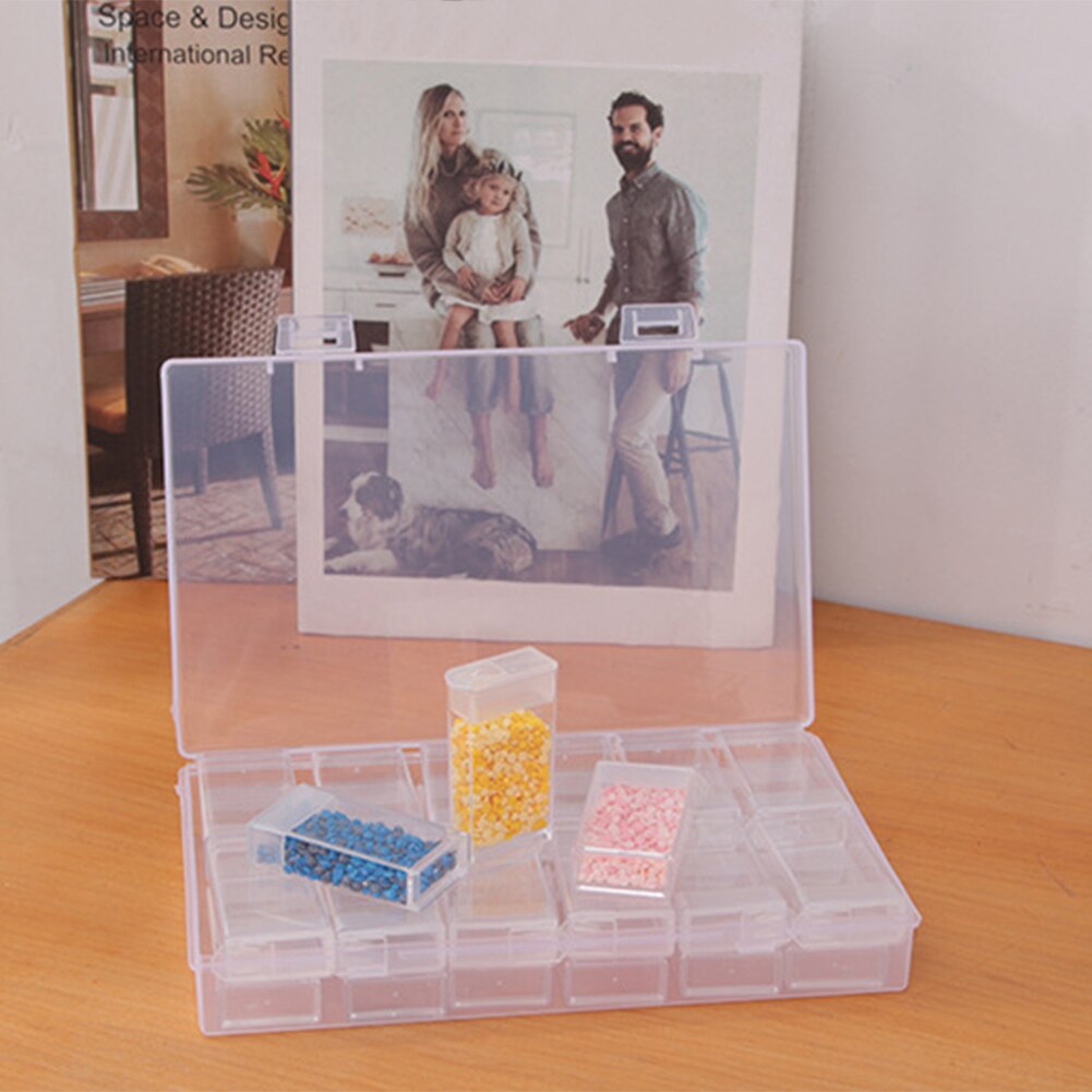 24 Grids Diamond Painting Storage Box Dividers Handmade Cross Stitch Embroidery Container Display Case Rhinestone Bead Organizer