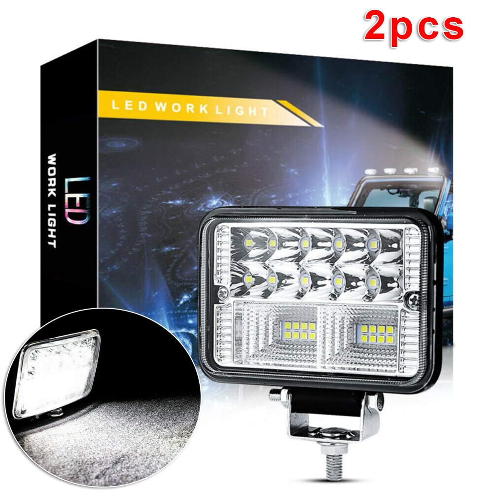 2pcs LED Work Light 12V 78W Waterproof Shockproof 6000K White Flood Pods