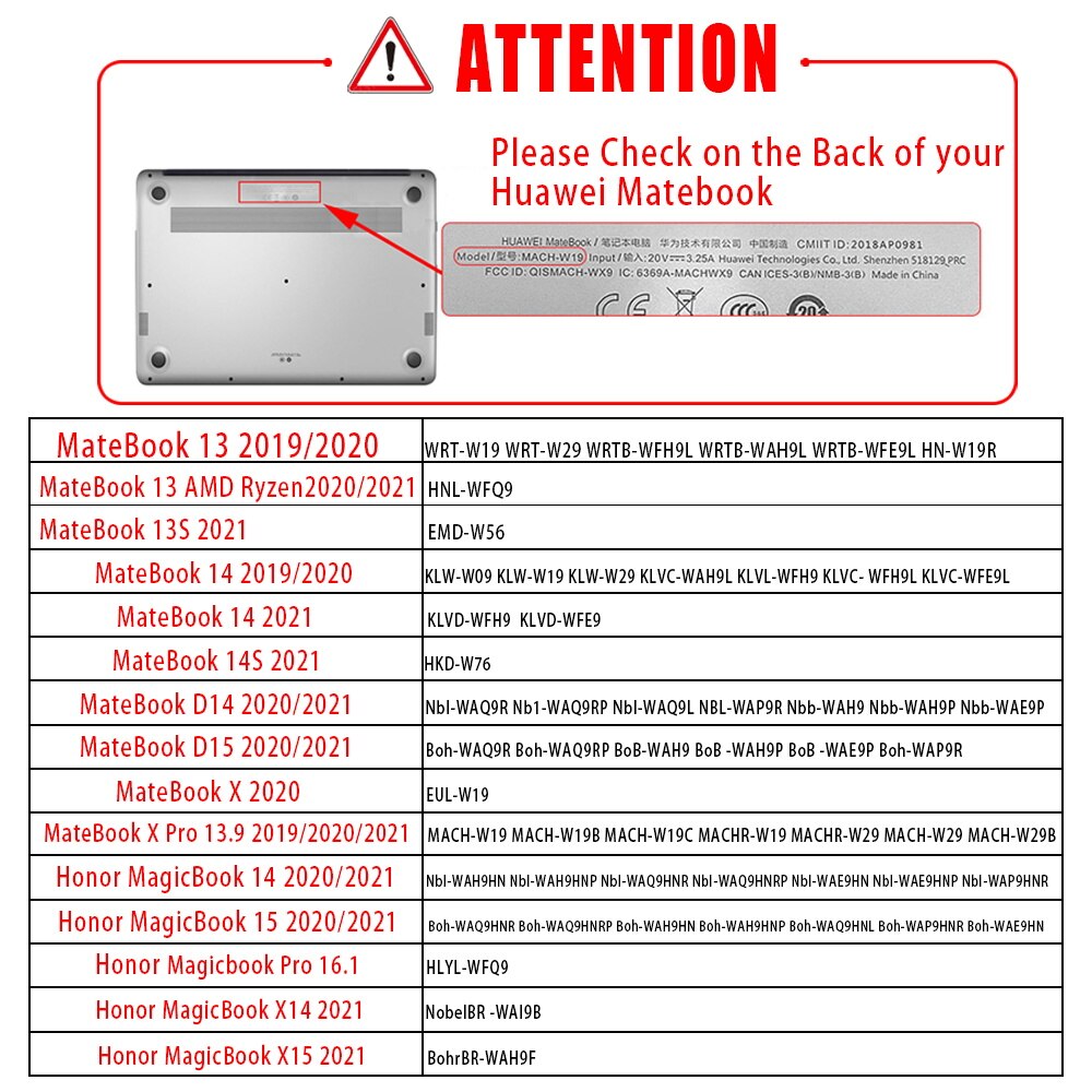 Matte Laptop Case for Huawei MateBook D14 D15/13/14/MateBook X Pro/X /MagicBook 14/15/Pro 16.1/X 14/X 15 Black Hard Shell