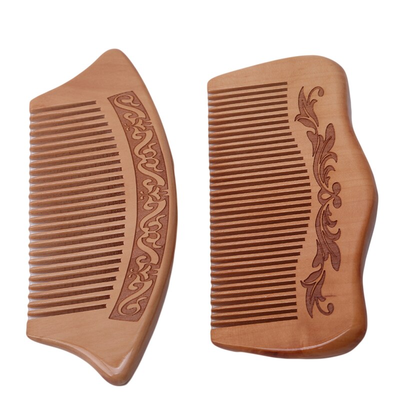 Best Selling Peach Wood Comb Wooden hair comb Natural Bamboo Comb-Anti Static Flower-Fine Tooth for Hair,Beard, Mustache