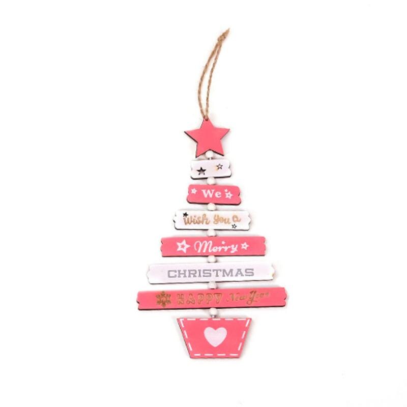 Wooden Christmas Tree Hanger Hanging Decoration DIY Christmas Pendants Wish You Merry Christmas Door Decor For Kids