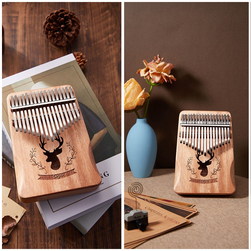 Reno 17 teclas Kalimba percusión instrumento Musical madera de caoba dedo del pulgar Piano africano Sanza Mbira con martillo de afinación