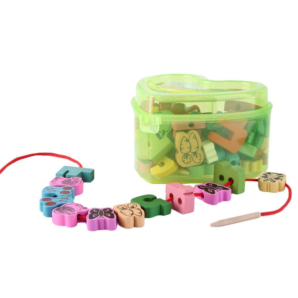 Jouets en bois pour bébés, 25 pièces, dessin animé, perles de laçage, jeu d'apprentissage, illumination éducative, pour enfants