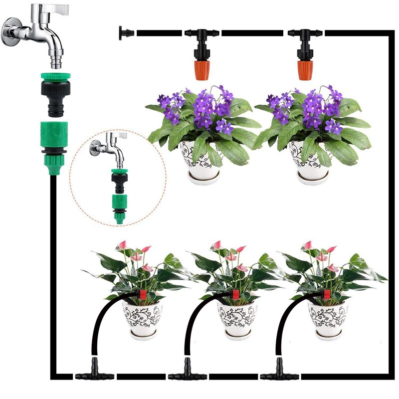 15m automatiske drypvandingssystem haveslange plante vanding dryp reparation vandingssæt værktøj med justerbare drypper