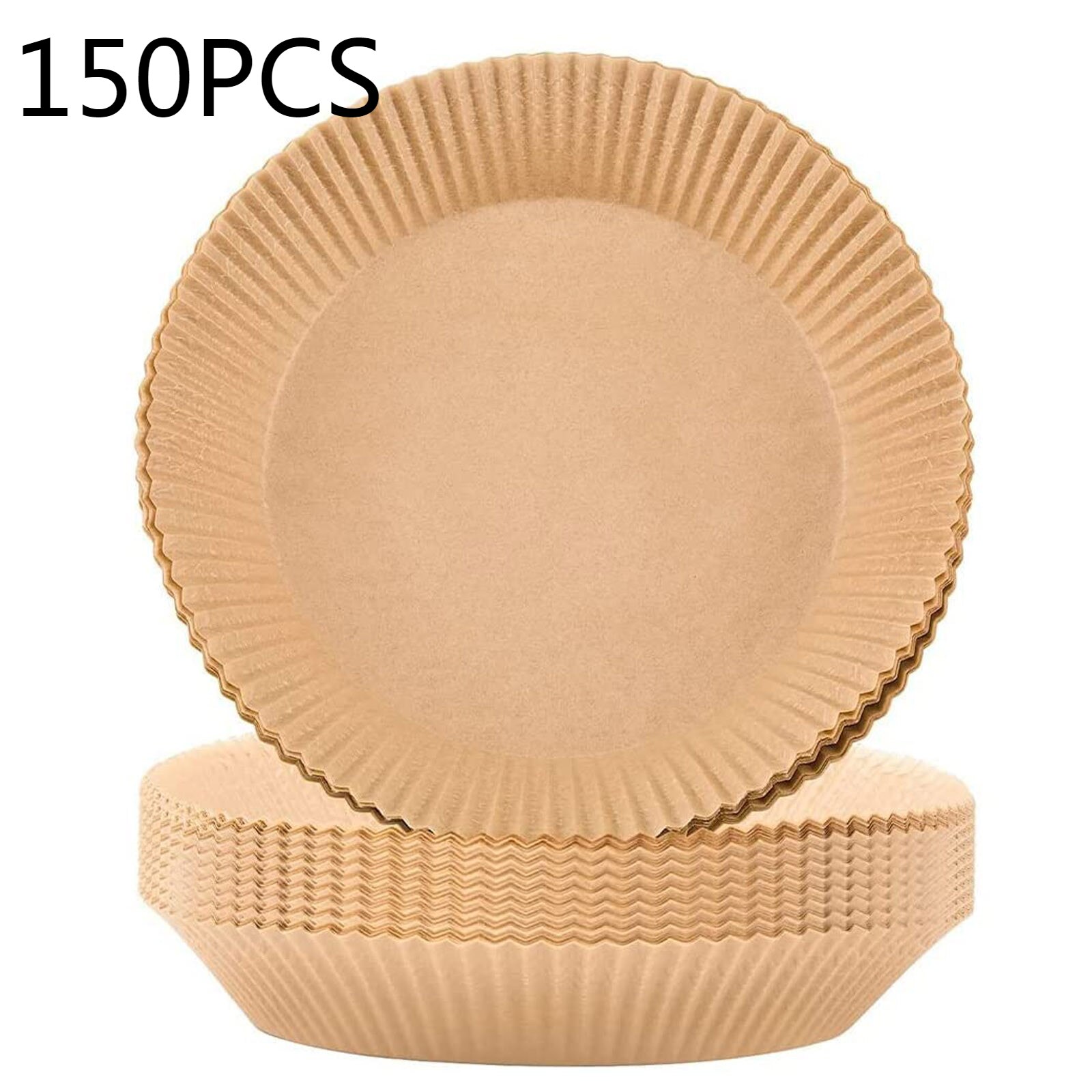100/50pcs 16cm Friteuse à Air Jetable Papier Doublure Antiadhésive Tapis Parchemin Pâte De Bois Vapeur Rond Papier Doublure: Brown 150PCS