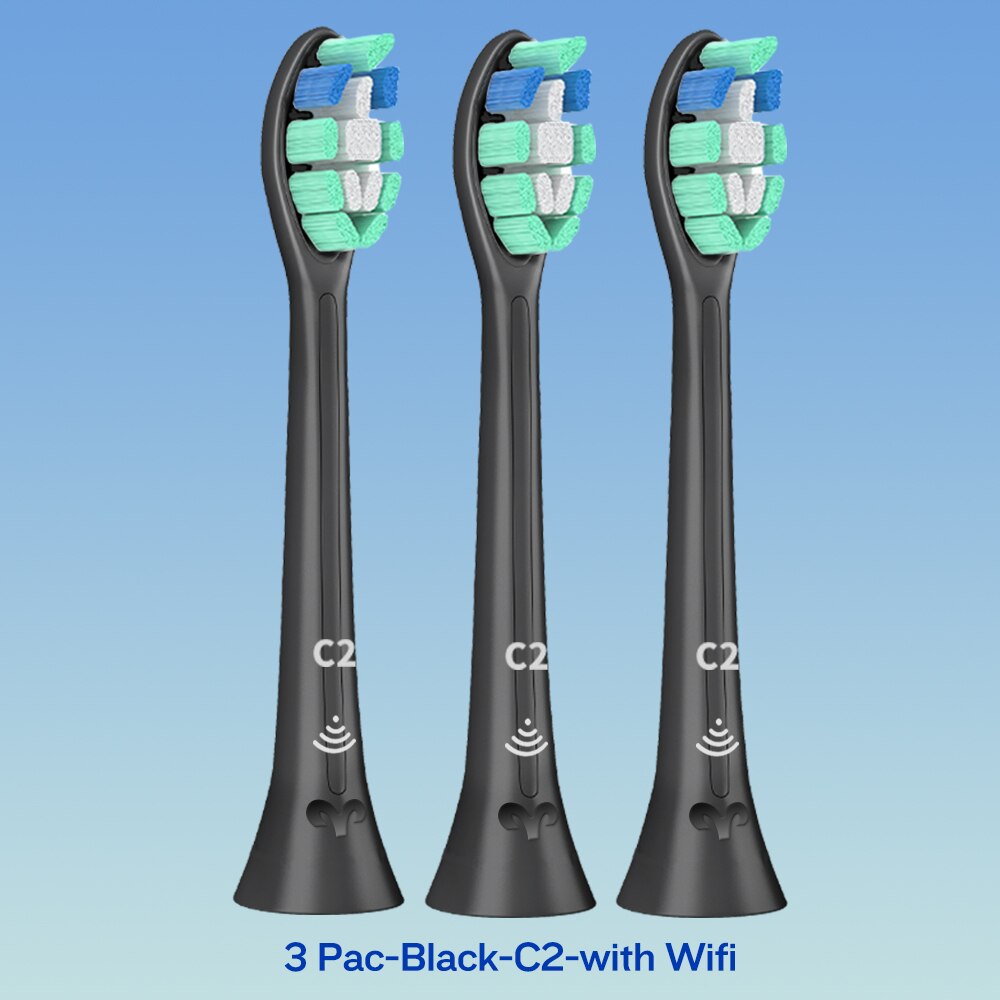 W2 DiamondClean Toothbrush Heads for Phillips Sonicare Electric Toothbrush HX9023 HX6024 HX3220 HX6250 HX6530 HX6730 HX8911: 3-BK-C2-with Wifi