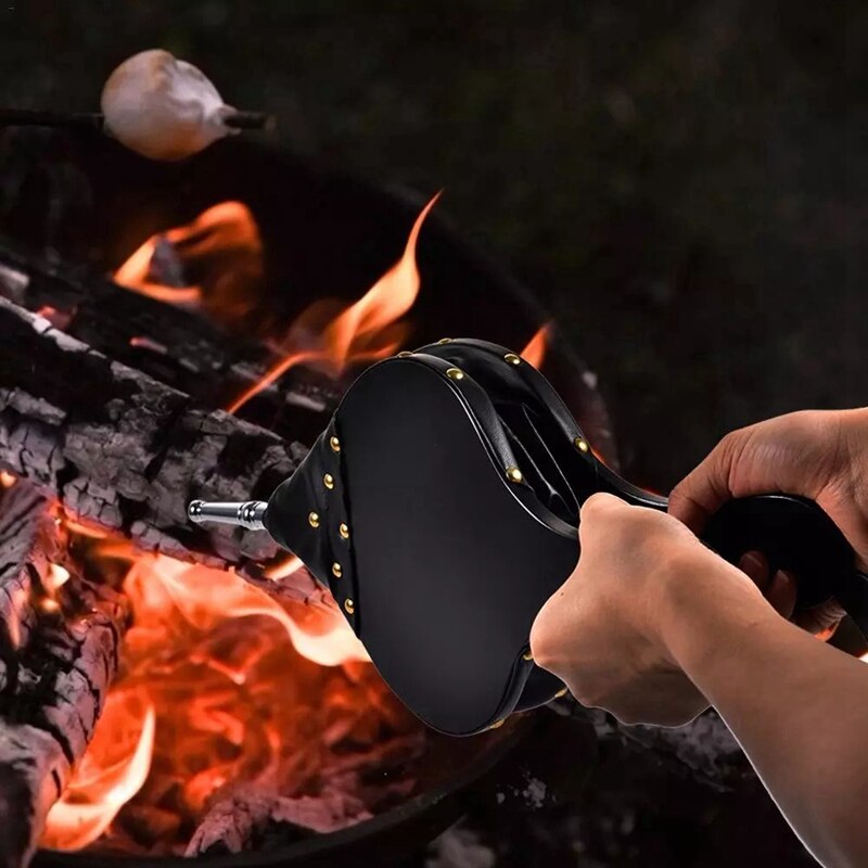 Hand Bellows Leather Fireplace Blower Traditional Stove Fire Lighter Fan for Home DIY Fireside Accessories
