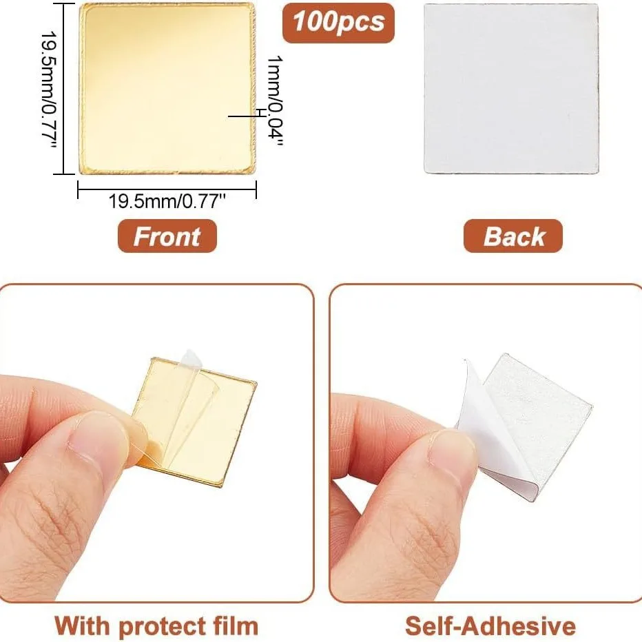 100 Uds 2/3/4cm DIY objetos pequeños pegatinas de mosaico cuadrado espejo redondo pegatinas de pared acrílicas accesorios artesanales pegatinas de fondo