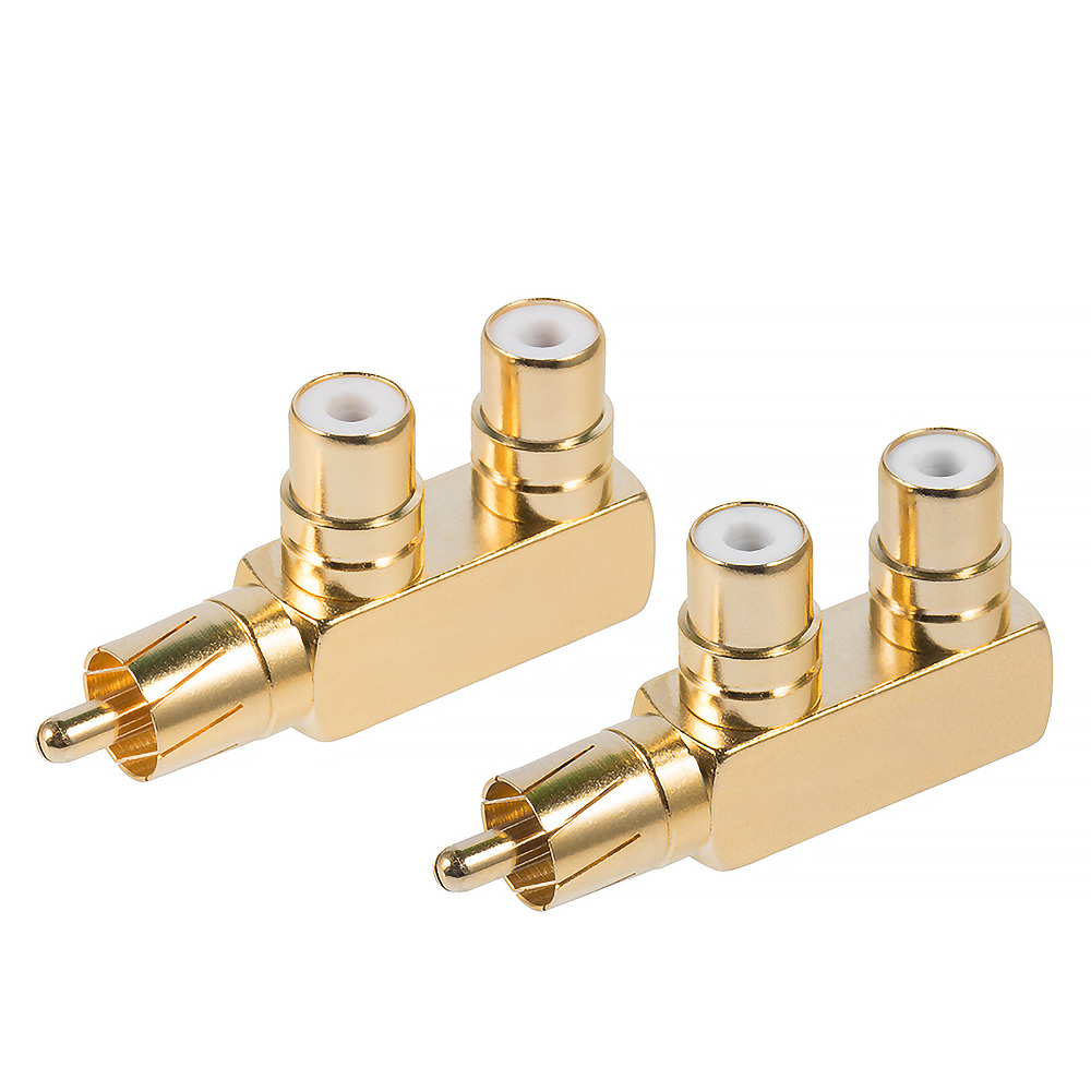 -Hifi Koper 1 Rca Mannelijk Naar 2 Rca Vrouwelijke Av Audio Video Adapter Plug Splitter Converter Connector