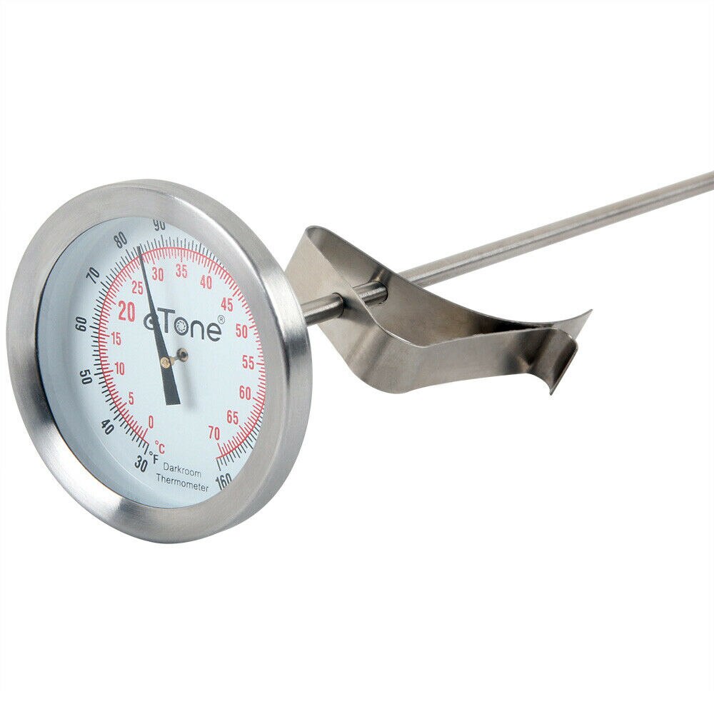 Darkroom Dial Thermometer Stainless Steel with Wall Clip Film Processing Develop