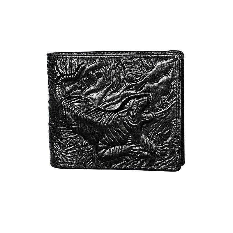 Chinese Dragon Wallet Vintage Genuine Leather Men's Short Wallets Unique Tiger Crocodile Flower Pattern Folding RFID Card Holder: 6