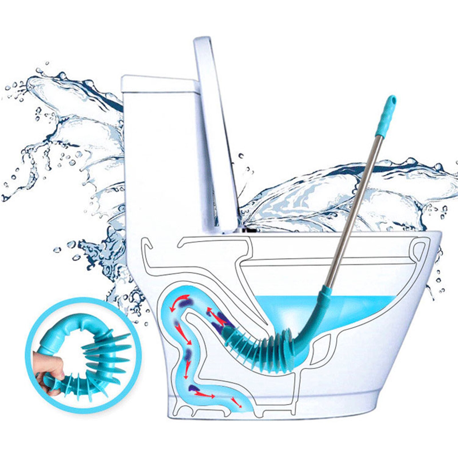 Dock Pipe Dredge Tool Flexible Pickup Drain Auger Toilet Wavy Pneumatic Dredge Air Pressure Blockage Remover Pipe Plunger