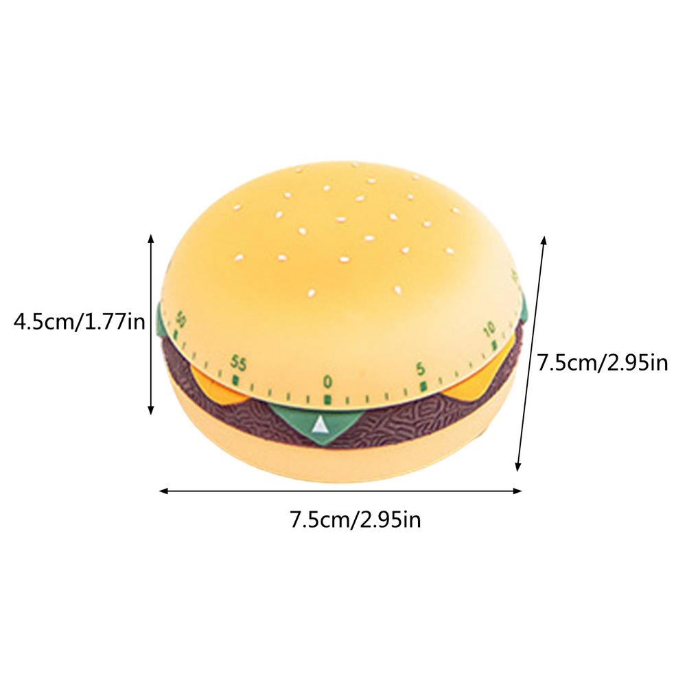 Kitchen Cooking Timer Burger Shape 60 Minutes Mechanical Timer Management Timer Alarm Clock Cooking Baking Tool