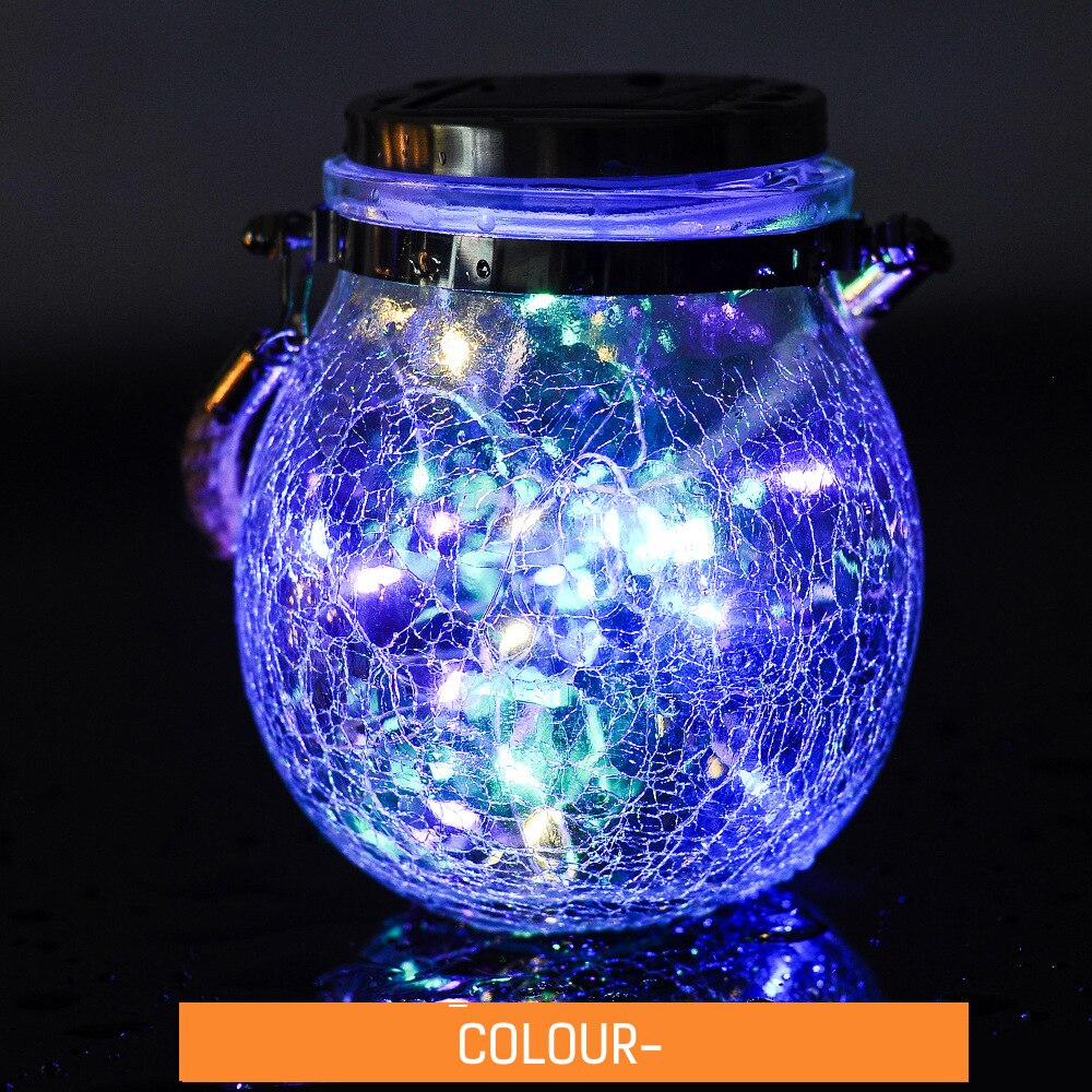 2Pcs LED Solar Lamp Ball Crack Solar Powered Outdoor Waterproof Hang Lights Villa Garden Decoration Atmosphere Sunlight Light: Multicolor