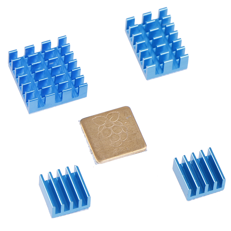 5pcs For Raspberry Pi 2/3/4 3B+ 4B Aluminum Heatsink Radiator Cooler Kit for Raspberry Pi 4 (Gold): Blue