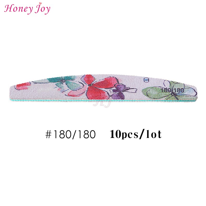 Grit #80/#100/#180 Curve Dubbele Side Nagelvijlen Nagelvijl Buffer Schuurblok Polish wasbare Bestand Manicure Gereedschap: 10 pcs Grit 180