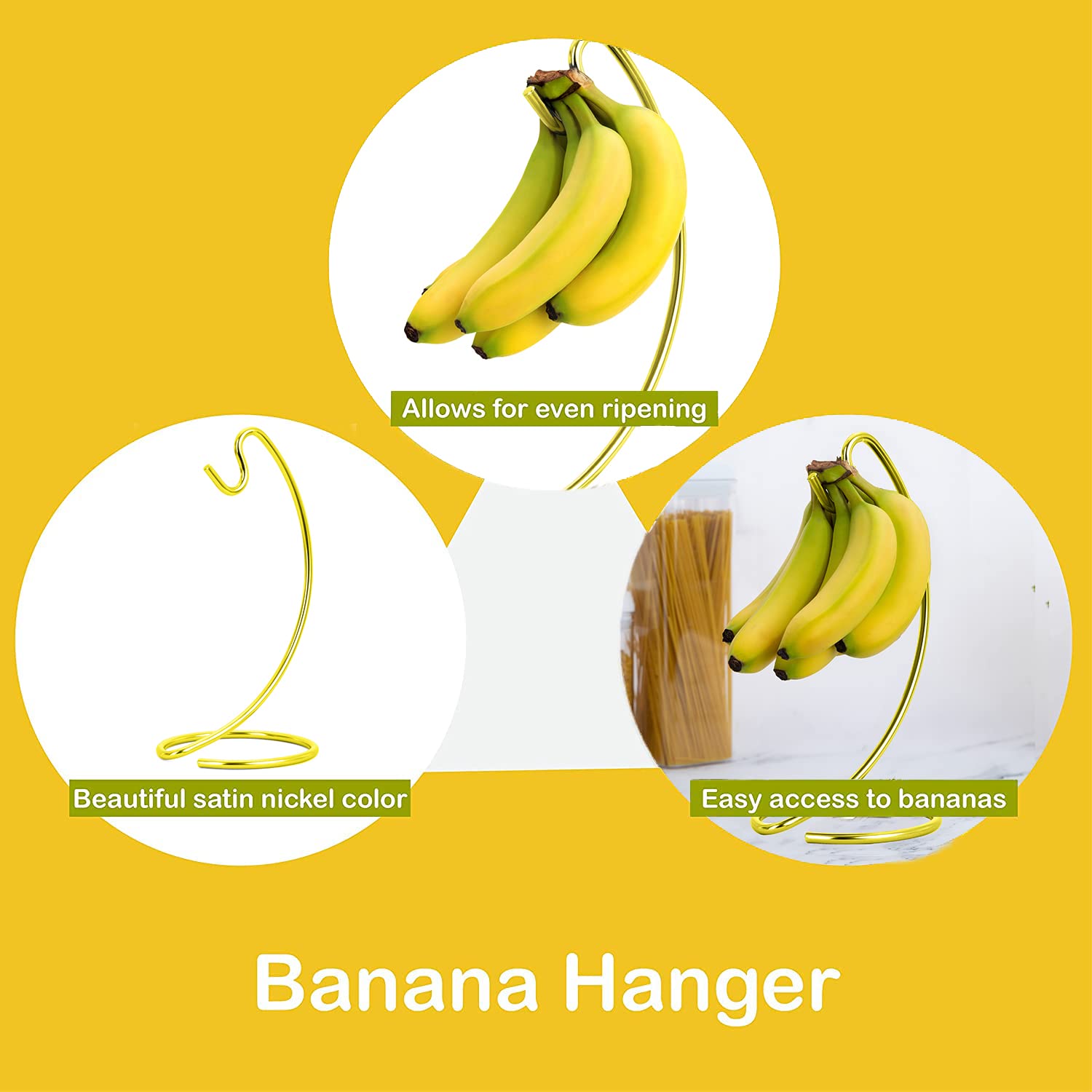 Stainless Steel Banana Hanger Stand With Stainless Steel Hook Keep Bananas Fresh