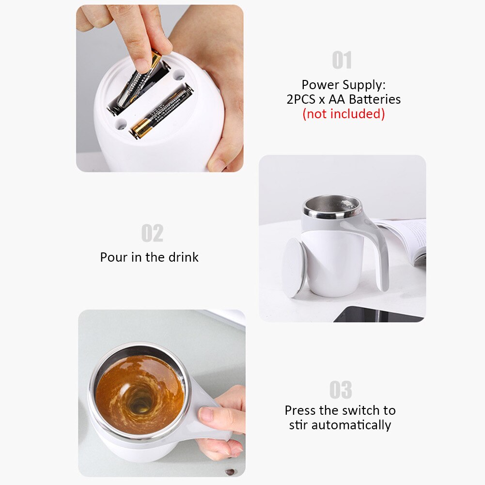 Self Stirring Mug Office Magnetic Battery Operated Smart Stainless Steel Insulated Cocoa Mocha Drink Mixer Coffee Cup