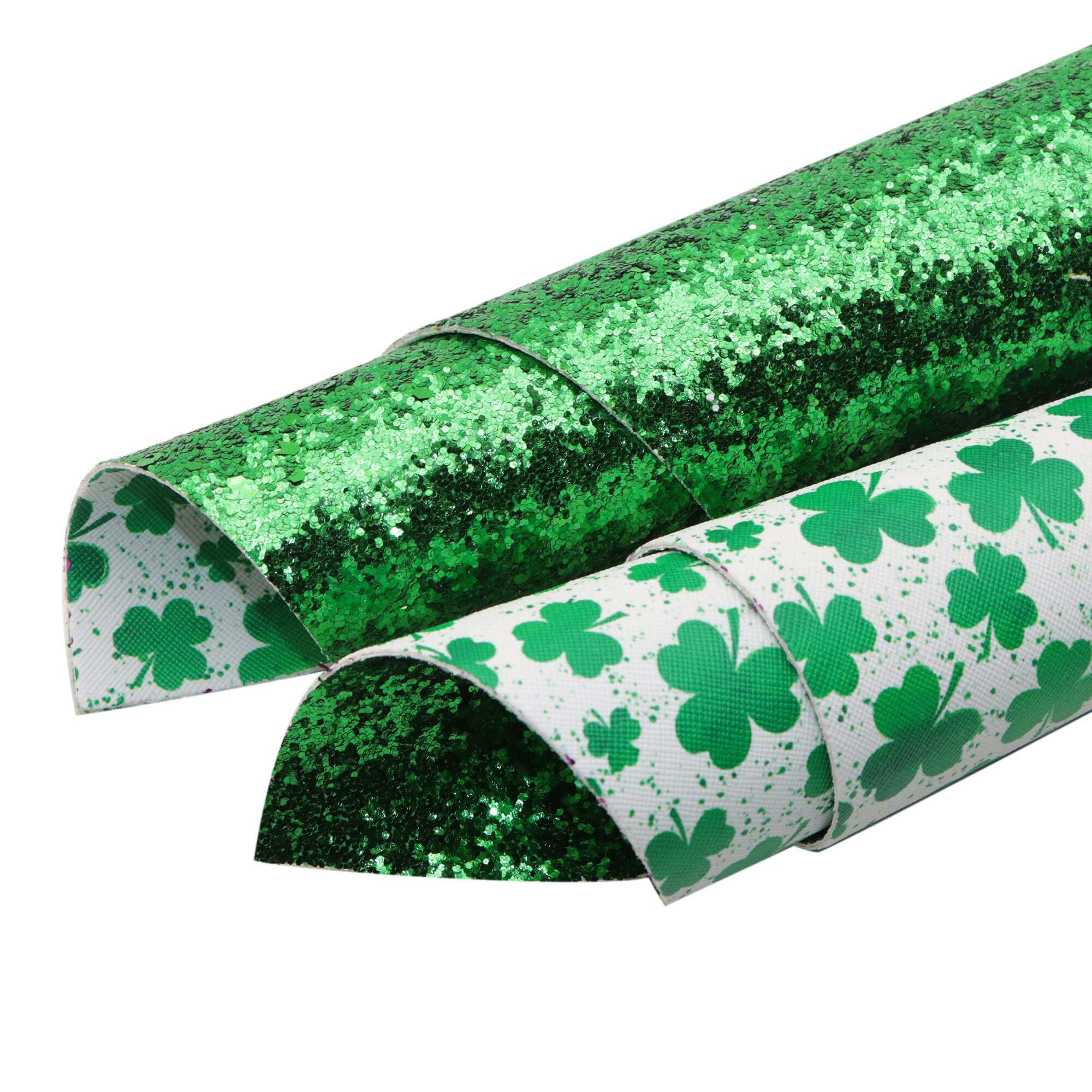 Double Sided Faux Leather Sheets Love Rabbit Plaid Printed Synthetic Leather Fabric for Easter Valentine's St. Patrick's Day: 1124504001