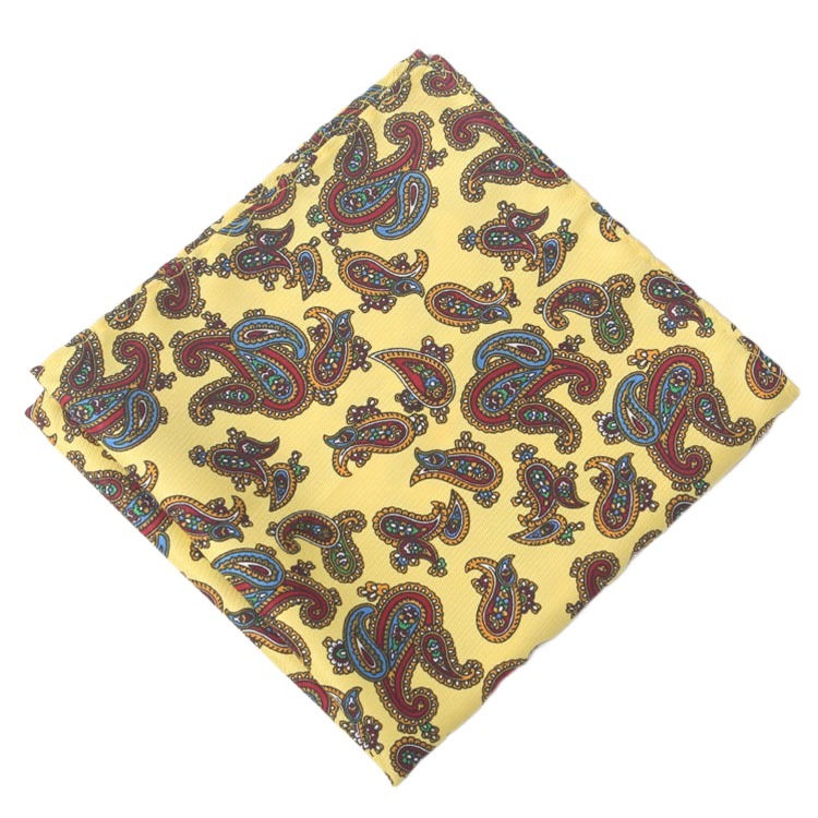 Pañuelo cuadrado de seda de rayón para hombre, pañuelo de Cachemira con estampado de lunares, Floral, a la , clásico, para de boda, 32cm: 1