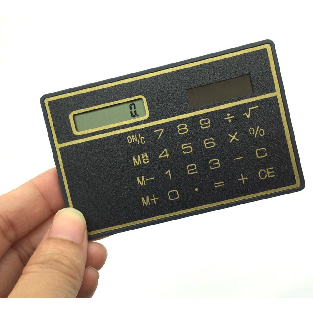 Solar Card Calculator Ultra-thin Handheld Office Computer Student Mini Pocket Calculator: black