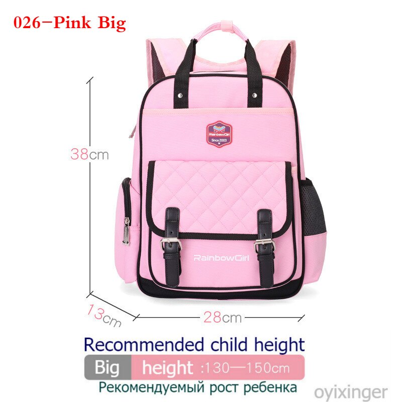 Basisschool schooltas meisjes 1-3-6e klas 5-12 jaar kinderrugzak lichtgewicht kinderrugzakken voor school tienerjongens tas: 026- roze grote