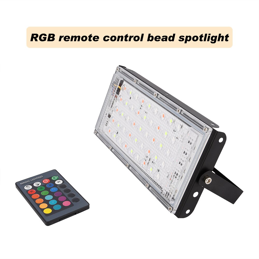 Led spotlight udendørs rgb flood light 50w ac220v vandtæt  ip66 reflektor væg projektor lampe med farve fjernbetjening