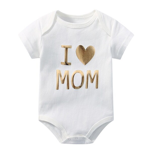 100 Dagen 0-3 Maanden Baby Baby Bodysuit Brief Baby Boy Meisje Kleding Sets Wit Katoenen Baby Zomer Kleding jumpsuit Outfits: Gold I Love MOM