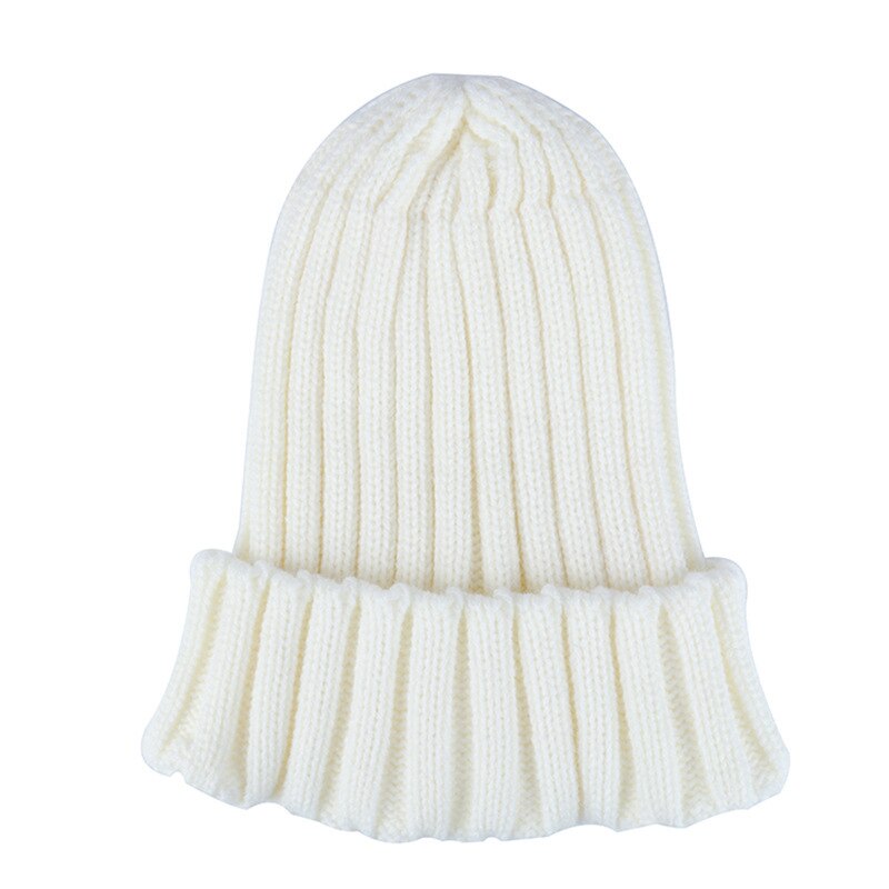 Winter Women Beanies Solid Color Soft Cotton Elastic Knitted Women Hat Girls Bonnet Female Cap: style 2 white