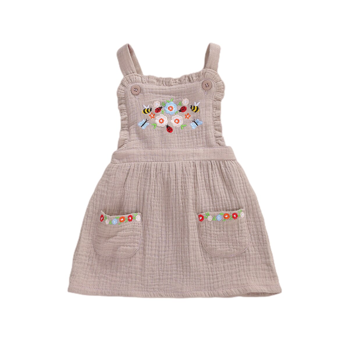 Sommerkjole børn babypiger overalls kjole blomsterprint ensartet knælængde a-line sundress 1-4 år: Lilla / 24m
