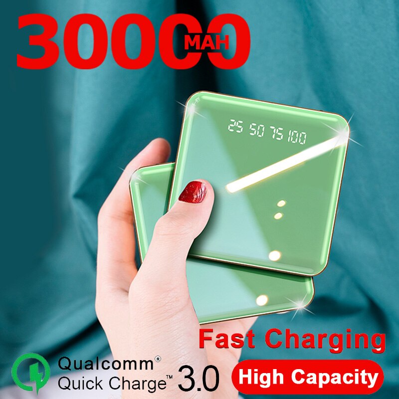 Mini Mobile Power Supply 30000mAh Large Capacity Mobile Power Supply External Battery TypeC 2USB Fast Charging Smartphone