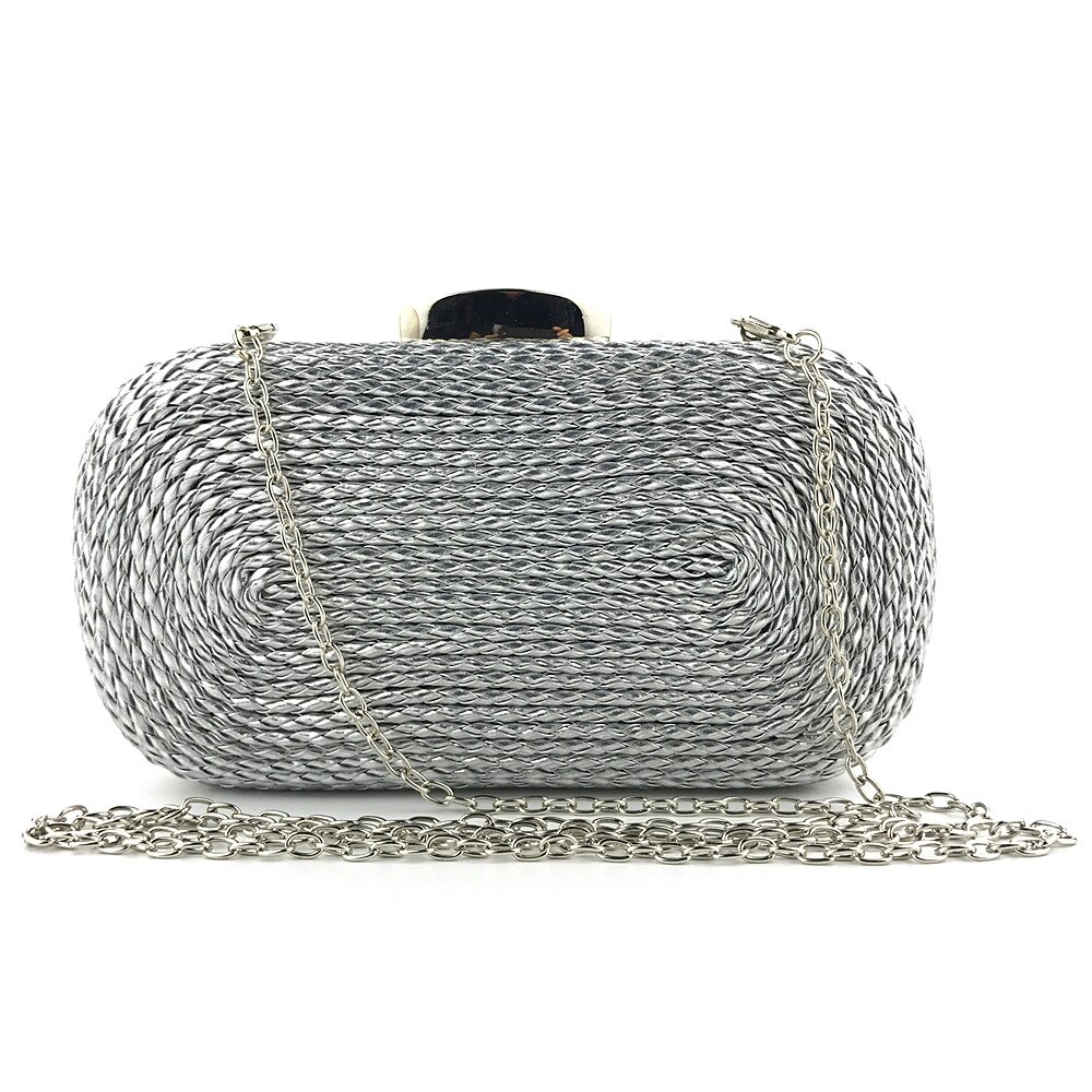 Clutch Bag Women&#39;s Goud Avonds Zakken Dames Schoudertas Crossbody Tas Stro Vrouwelijke Purse Sac Een belangrijkste: silver