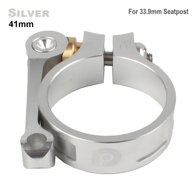 Alu cykel sadelstolp klämma 41.8mm snabbkoppling hopfällbar cykel sadel klämma 4 färger sadel rör stift klämma för 33.9mm sadelstolpe: Silver-