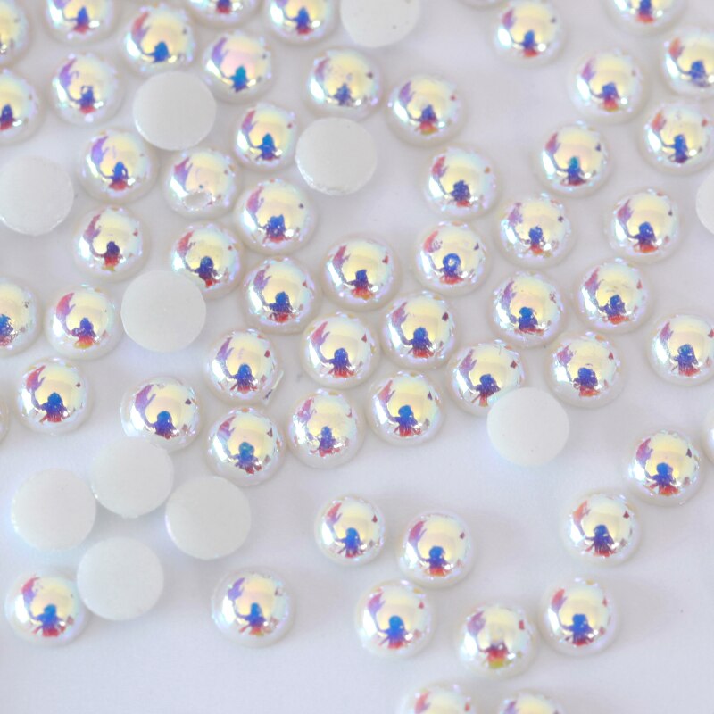 4 Mm 5 Mm 6 Mm Mix Kleuren Keramische Hotfix Rhinestones Plaksteen Half Ronde Parels Ijzer Op Steentjes Trouwjurk decoraties Y3700: White AB / 2-8mm-1500pcs