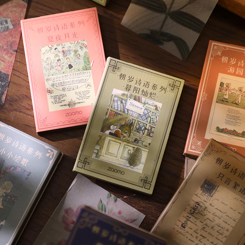 Mini LIBRO DE poetría de flores de 50 piezas, planificador de diario de chatarra, álbum de recortes de papel artesanal, álbumes de fotos artesanales decorativos Vintage