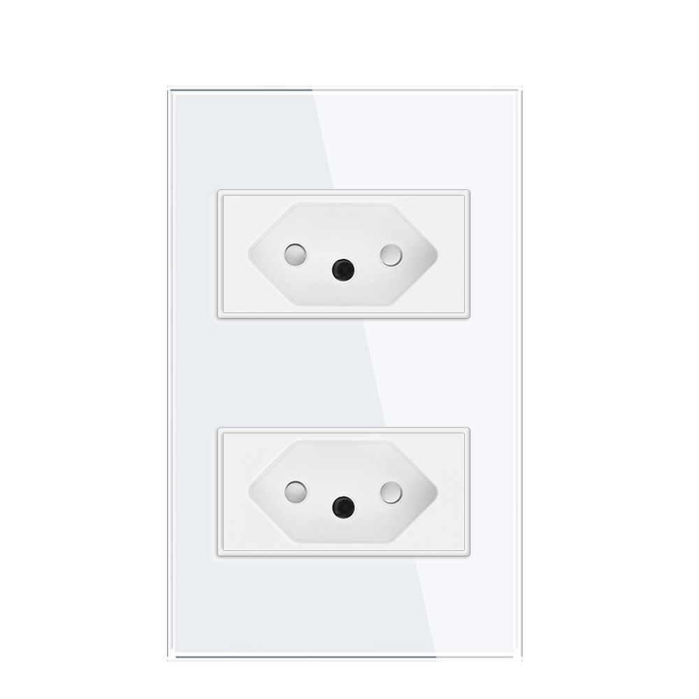 Brasilien 10a 20a Steckdose 2 Stifte See AC 118 mm * 72 mm gehärtete Glassteckdose mit USB und Typ-C, BR USB-Wandsteckdose