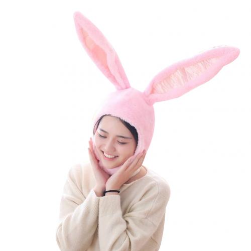 Japanese Cute Plush Funny Eastern Bunny Ears Cap Mask Adult Kids Halloween Party Cosplay Animal Hood Hat Winter Warm Costume: Pink